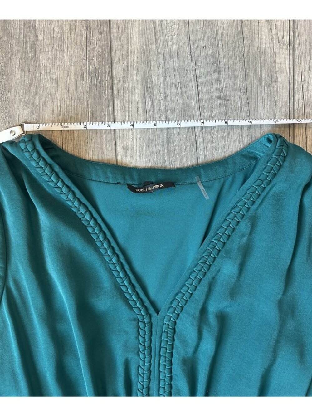 Kobi Halperin Sari Emerald Green Ruched Waist Midi Dress Long Sleeve M - Picture 12 of 16